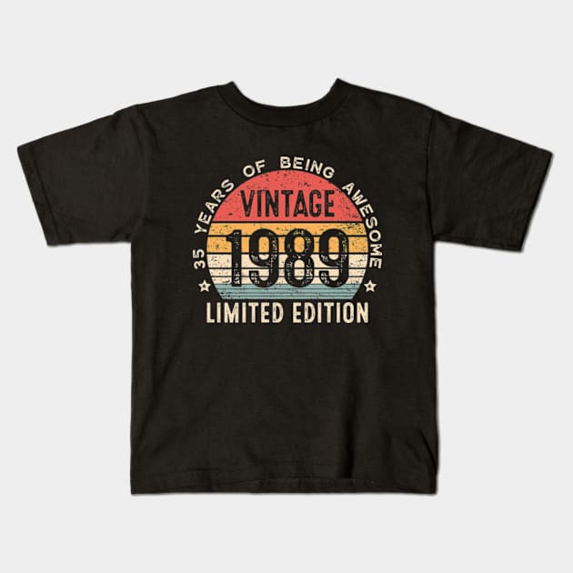 35 Year Old Gifts Vintage 1989 Limited Edition 35th Birthday Kids T-Shirt by Shrtitude